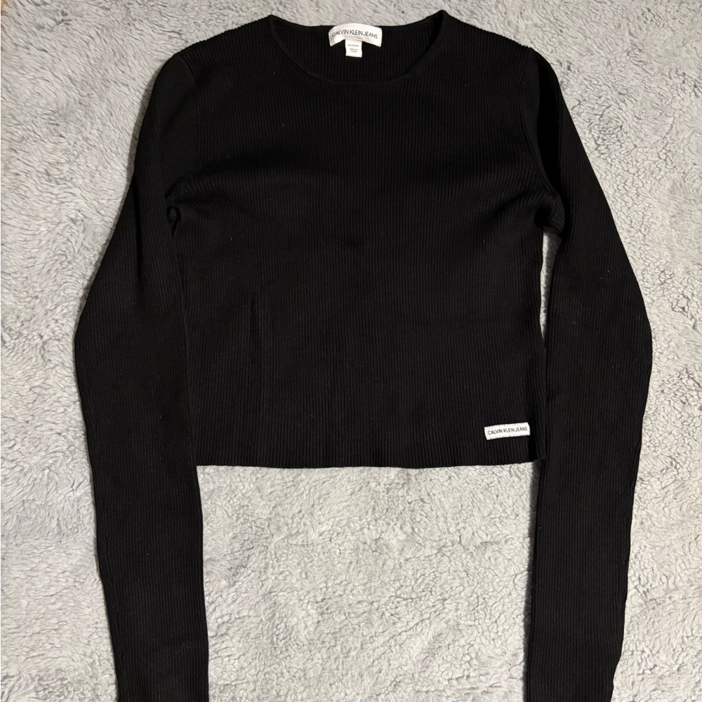 Calvin Klein Jeans Black Ribbed Crop Top